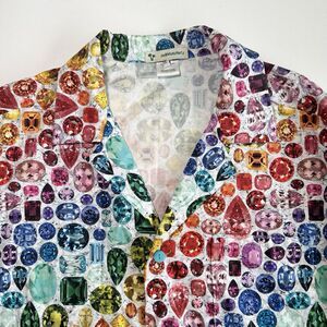 Rainbow Gemstone Pride Novelty Button Up Shirt Cotton Swagger Shirts USA Made XL